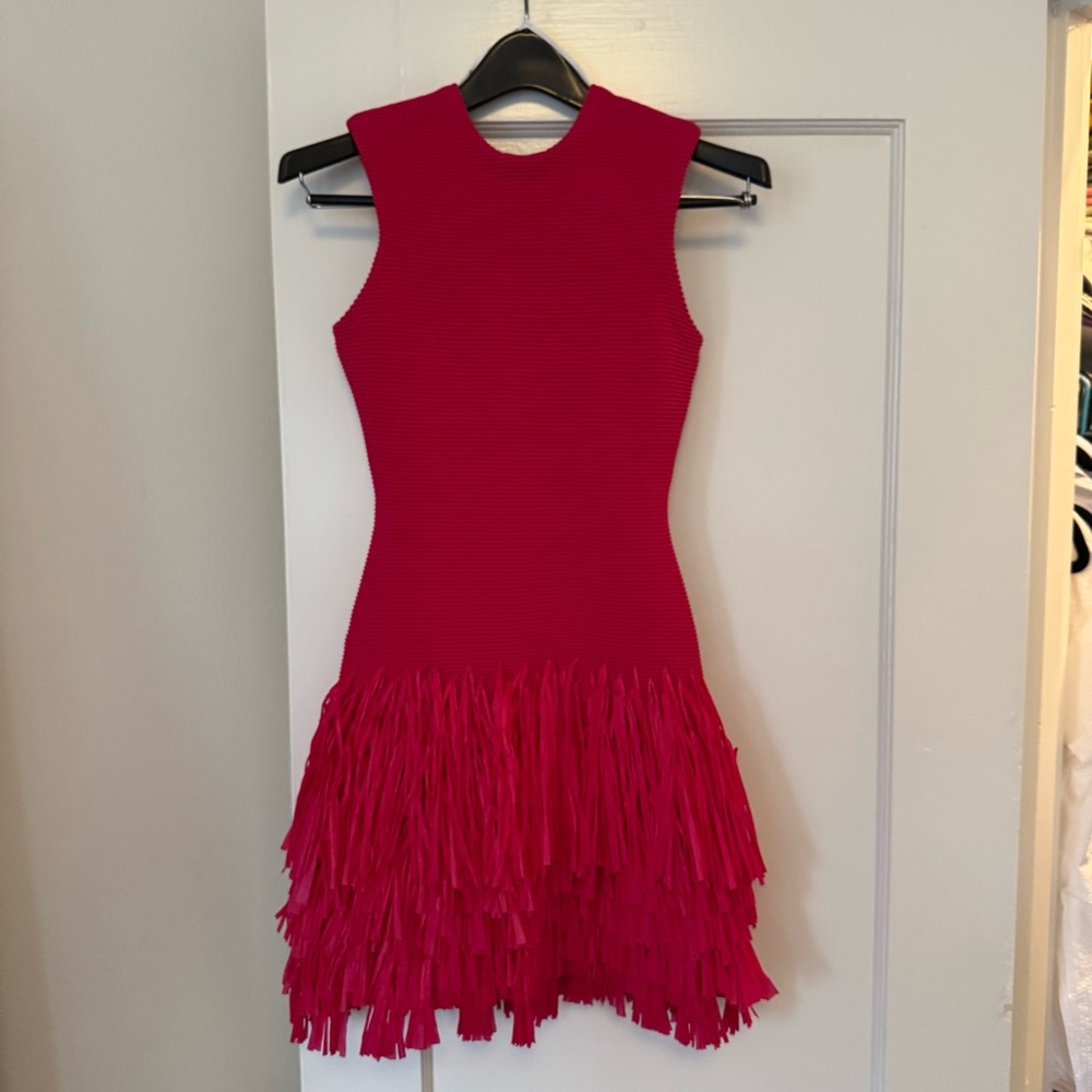 Aje Rushes Raffia Knit Mini Dress - Size XS